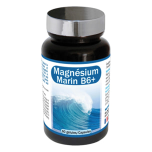 NUTRI EXPERT - Magnésium Marin B6+ - Complément Alimentaire à Base de Magnésium + Vitamine B6 + Mélisse - Favorise l'Équilibre du Système Nerveux et le Bien-Être - Réduit la Fatigue - 60 Gélules