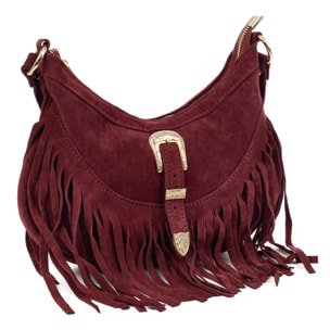 Barlassina bolso bandolera Mujer. Piel auténtica Gamuza, con flecos.