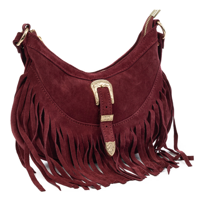 Barlassina bolso bandolera Mujer. Piel auténtica Gamuza, con flecos.