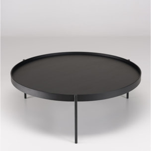 DALY - Table basse ronde noire 102x102cm piètement métal