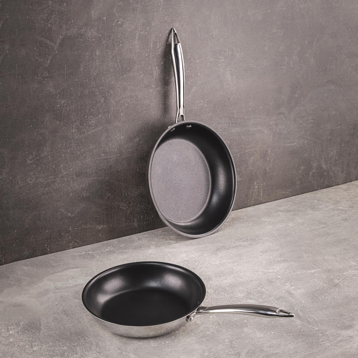 Juego de 2 sartenes ø20ø24cm pure en acero inoxidable masterpro