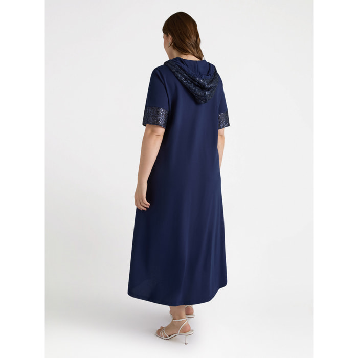 Fiorella Rubino - Vestido con capucha y bordado - Azul