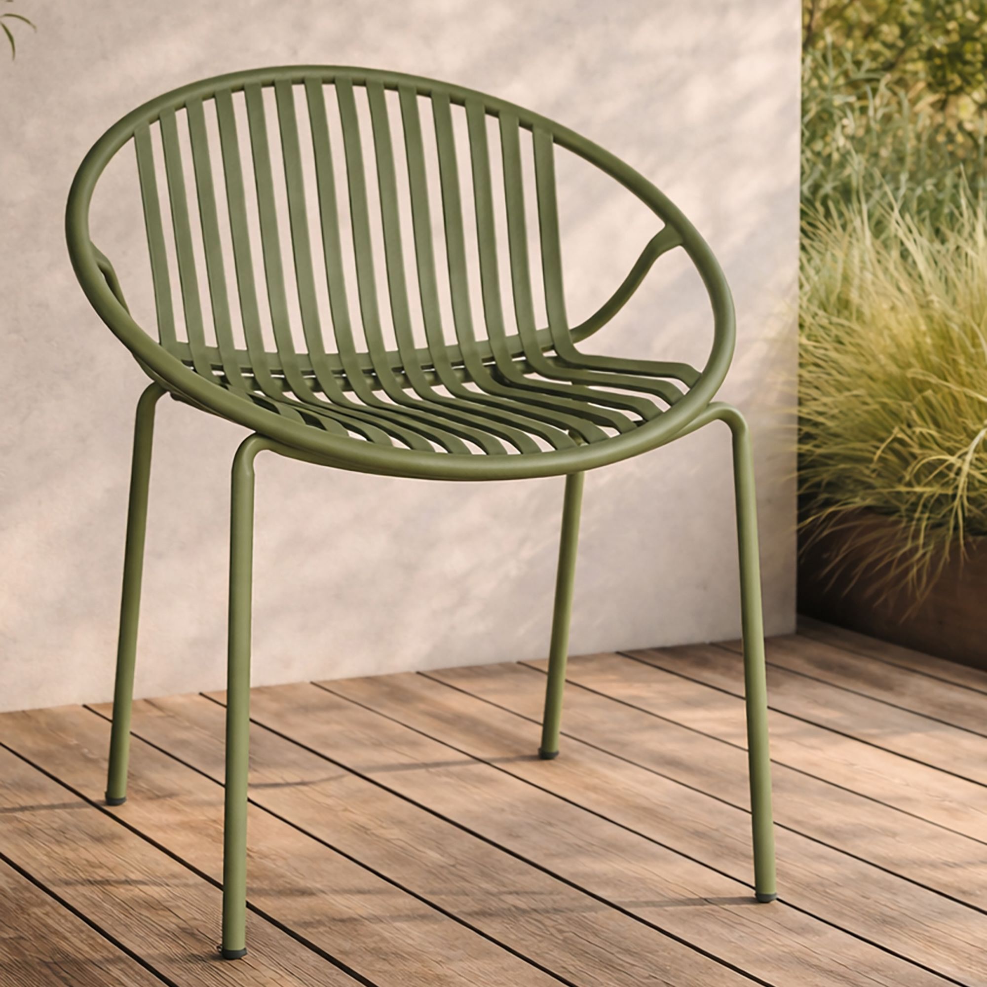 Ensemble table en bois d'acacia et 8 fauteuils de jardin vert CALYPSO