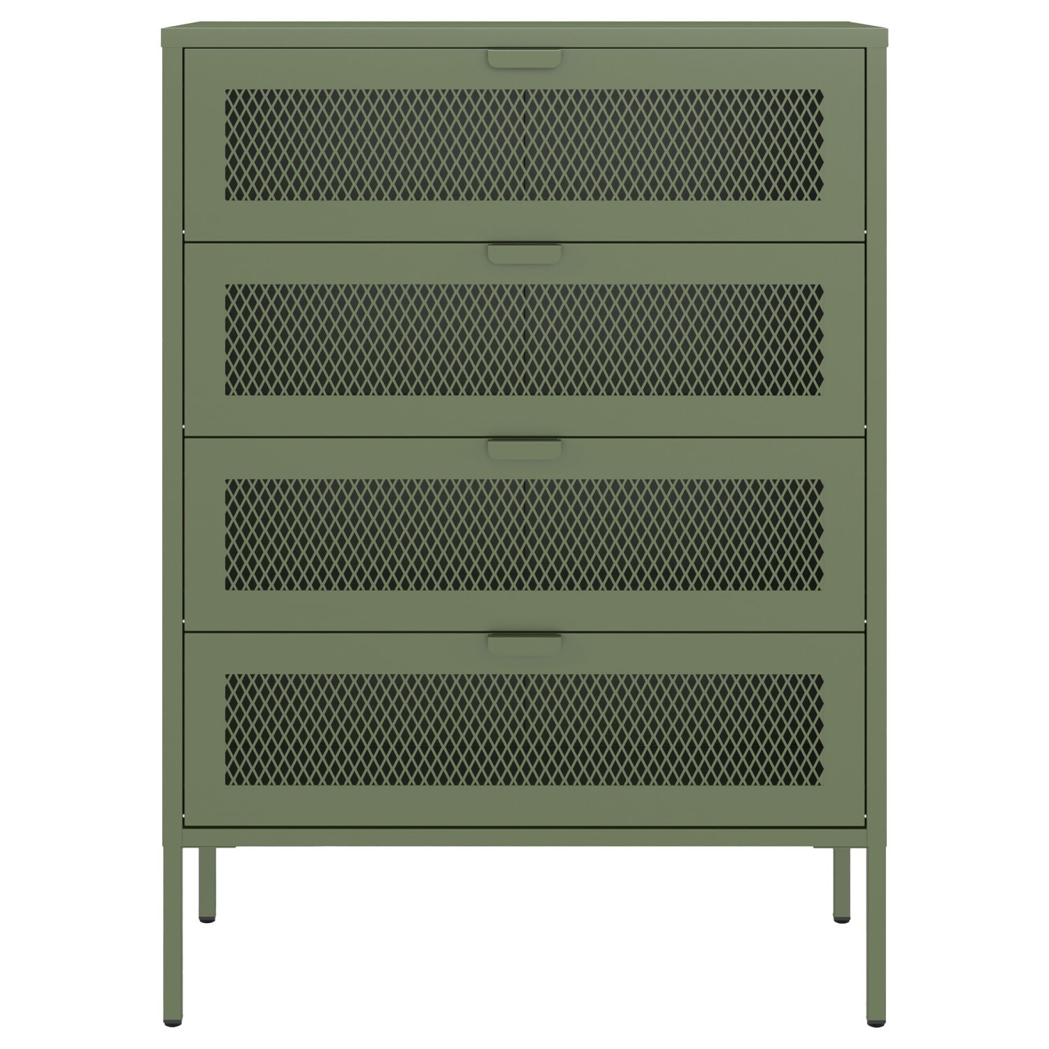 Meuble à chaussures 4 portes en métal vert kaki EMMA