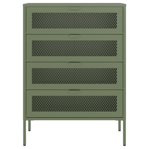 Meuble à chaussures 4 portes en métal vert kaki EMMA