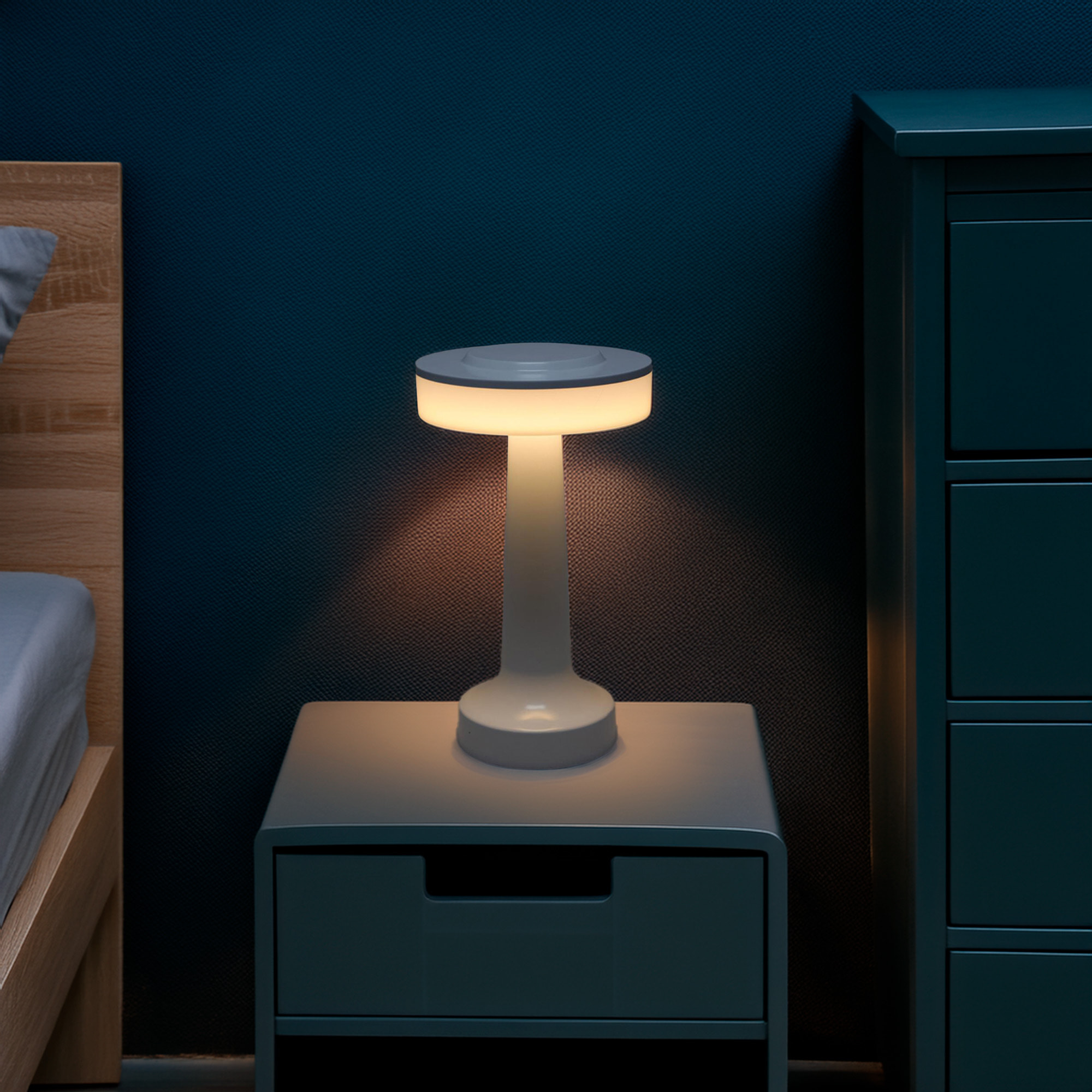 Well Home Lámpara de Mesa LED con control Táctil y batería recargable con 120 lúmenes Ø12x19,5cm