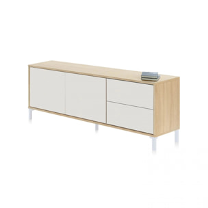 Mueble TV Lea Blanco Artik (Blanco Mate) - Roble Canadian