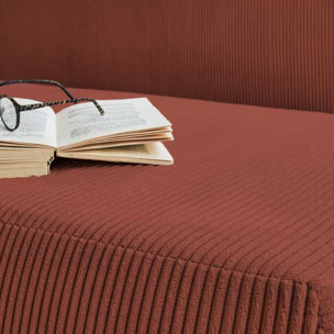 Cristal - canapé 3 places - convertible avec coffre - en velours côtelé - Terracotta