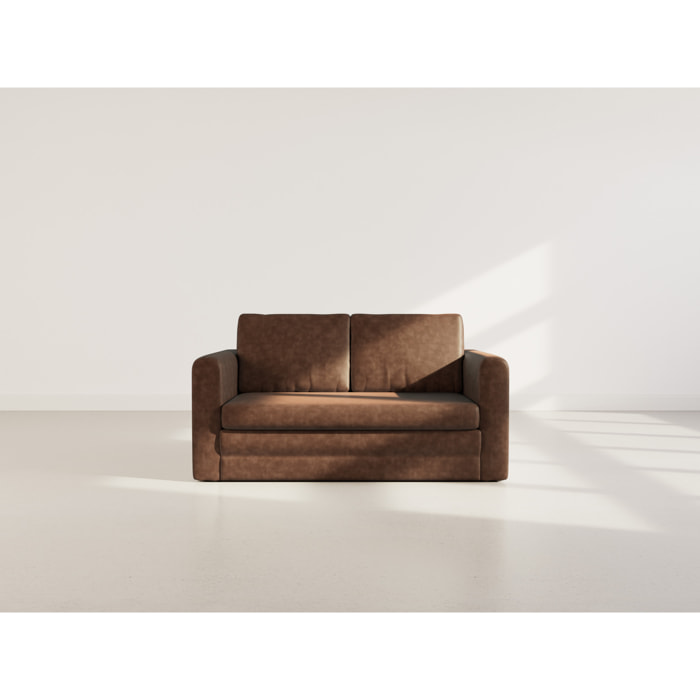 Marilia - canapé 2 places convertible déplimousse en simili - Marron