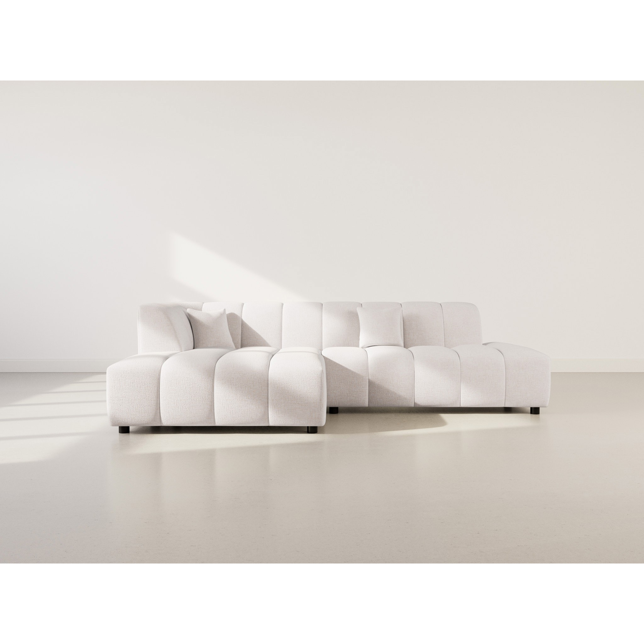 Curtis - canapé d'angle gauche 4 places sans accoudoir en tissu texturé - Beige