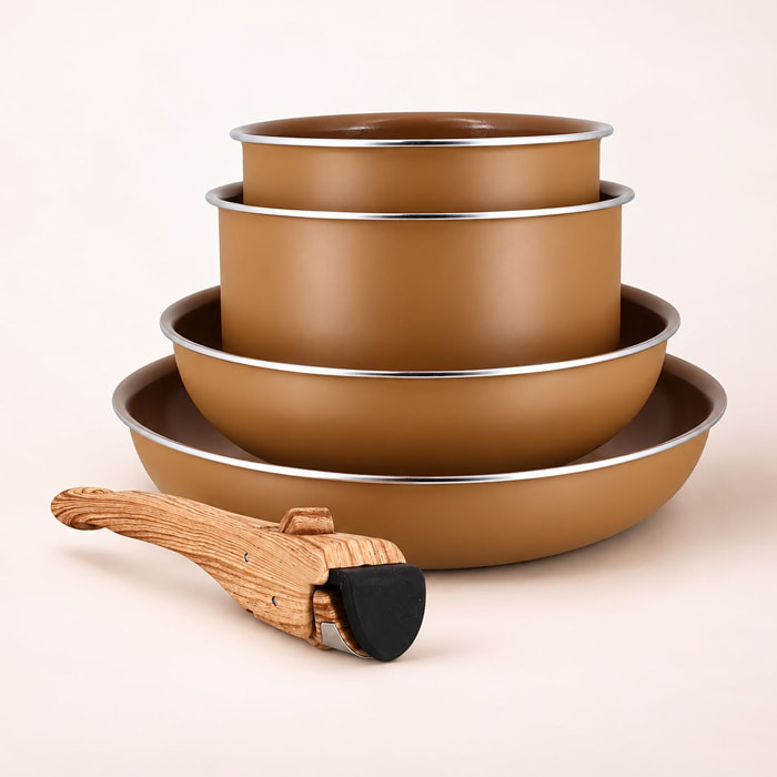 Set de 5 pièces en aluminium recyclé noisette - tous feux