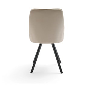 Set di 2 sedie TOLEDO in tessuto effetto velluto beige e gambe nere