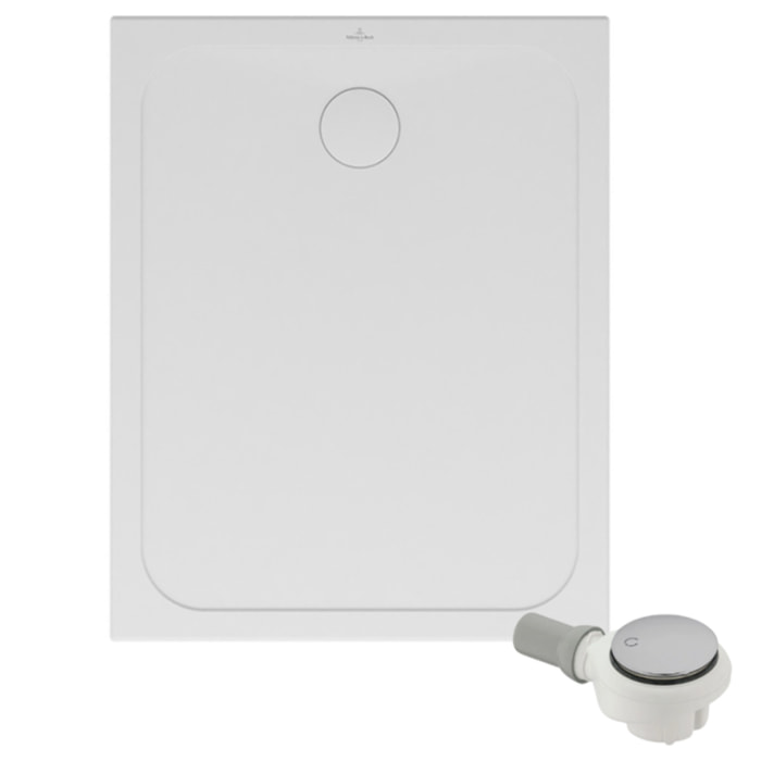 Receveur de douche antidérapant 100 x 80 Lifetime Plus céramique blanc + Bonde chromé brossé