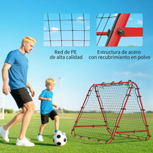 Red de Rebote Plegable de Doble Cara, Reboteador de Fútbol Ángulo Ajustable de 5 Niveles, con Tubo de Acero, Fácil de Instalar, Entrenamiento de Fútbol, Tenis, Béisbol, 100x95x90 cm, Rojo