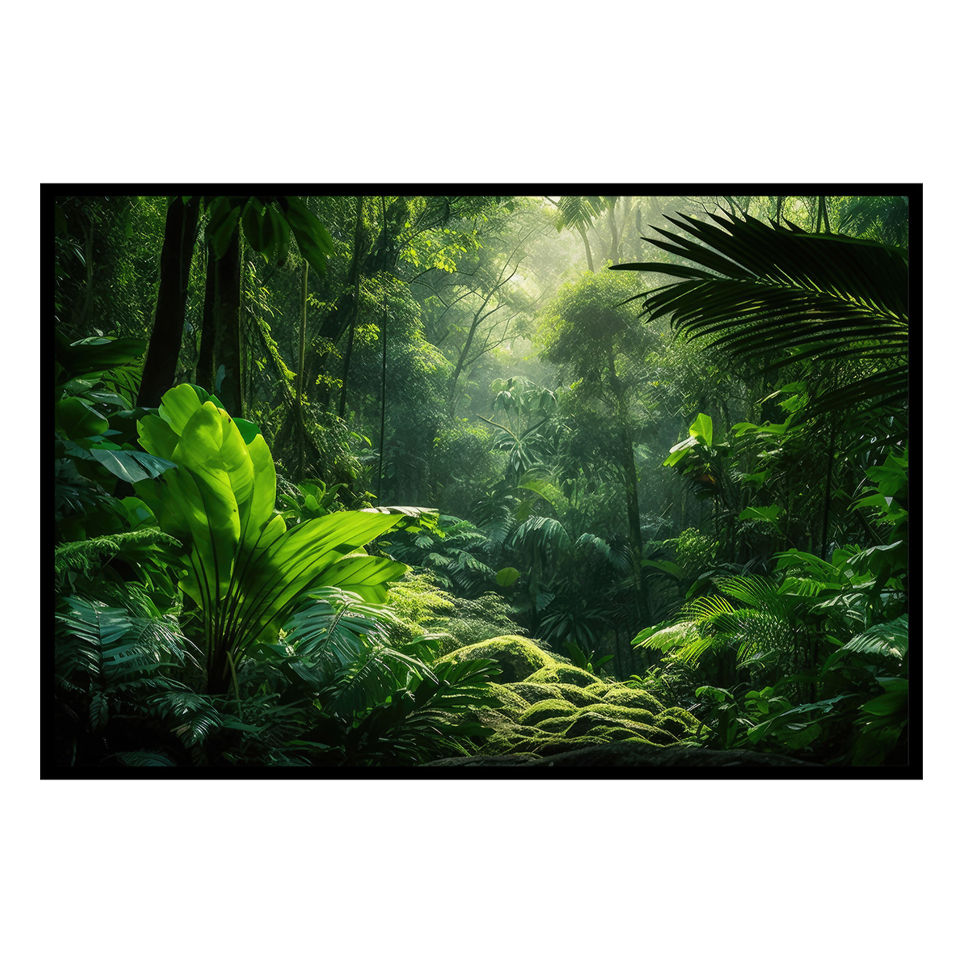 Affiche encadrée jungle verte Affiche + cadre en métal - Noir