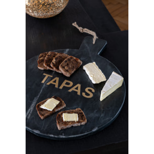 J-Line planche à découper Tapas Rond - pierre - noir/or