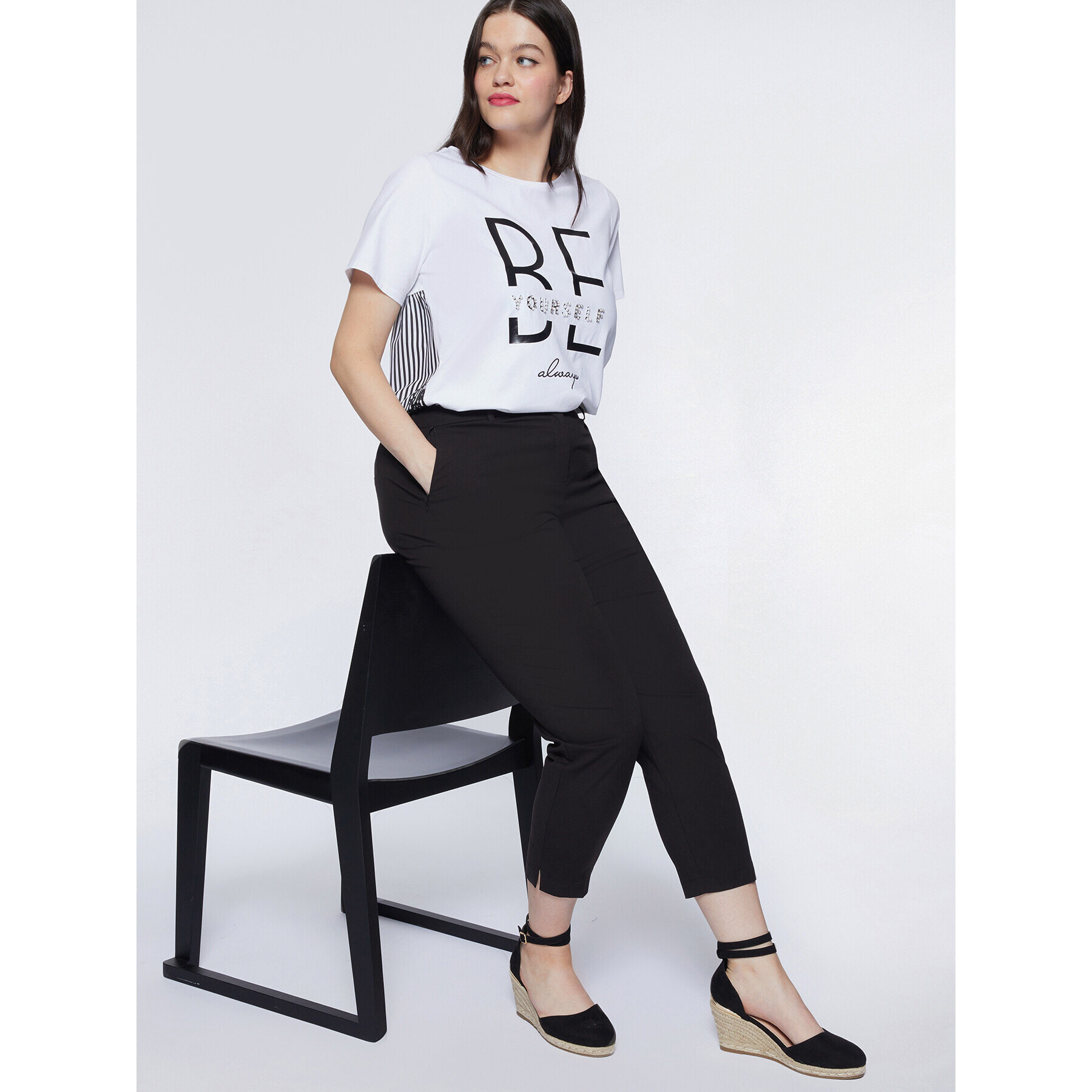 Fiorella Rubino - Pantalones rectos elásticos - Negro