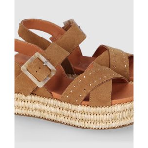 Sandalias de Serraje - Cuero - Tacón: 5 cm