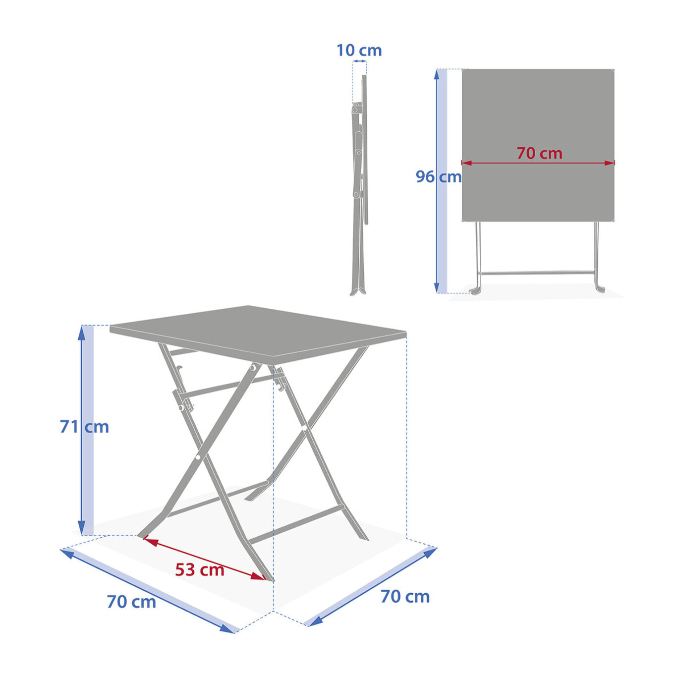 Table de jardin pliante carrée "Greensboro" vert laurier 2 places en acier