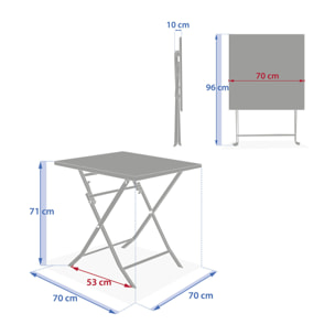 Table de jardin pliante carrée "Greensboro" vert laurier 2 places en acier
