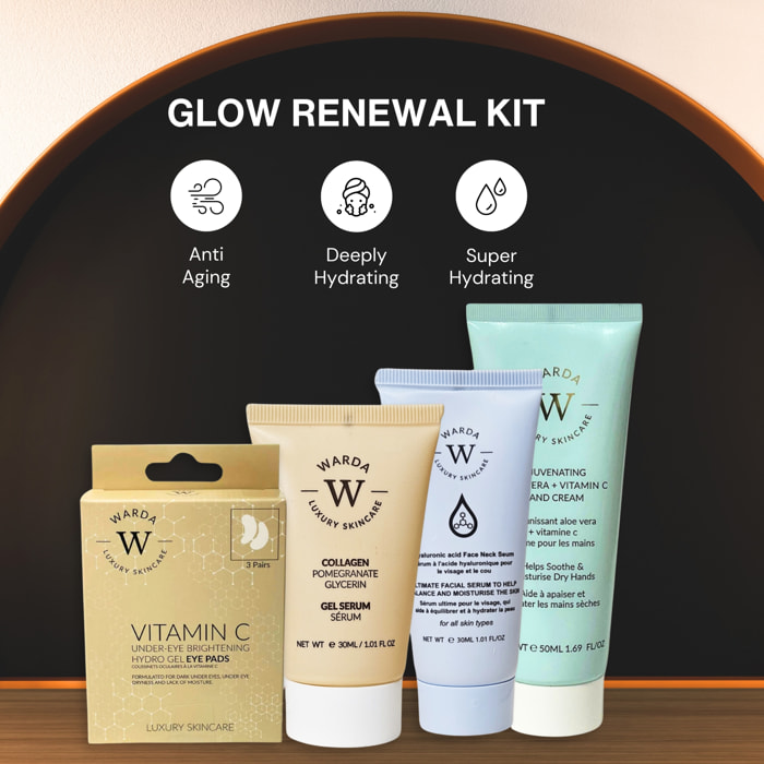 Gel hidratante con vitamina C para el contorno de ojos + sérum de ácido hialurónico + crema de manos con aloe vera
