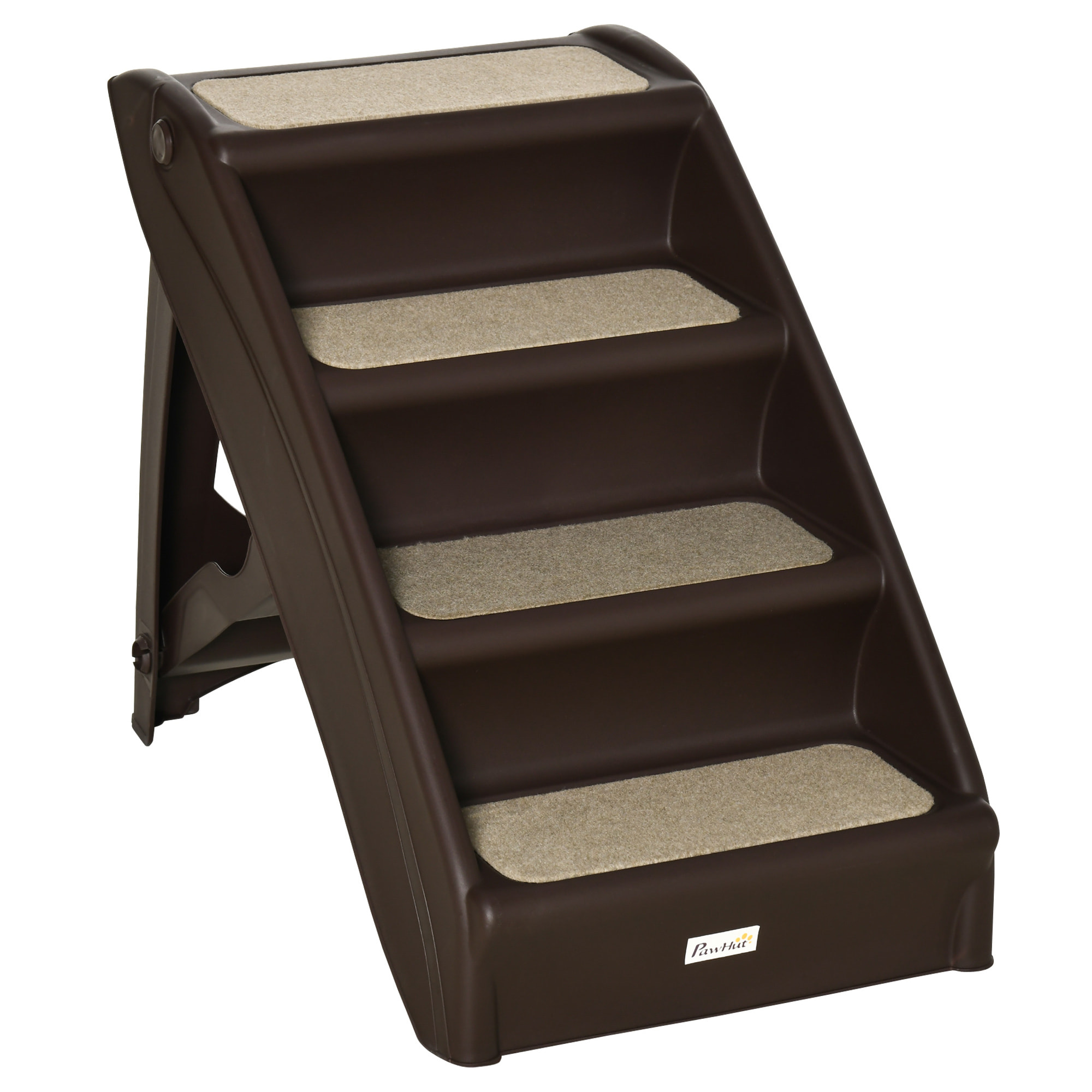 Escalera Plegable para Mascotas de 4 Peldaños Escalón para Perros Gatos Portátil con Alfombras Antideslizantes para Cama Sofá Carga 20 kg 62x38x49,5 cm Marrón Oscuro