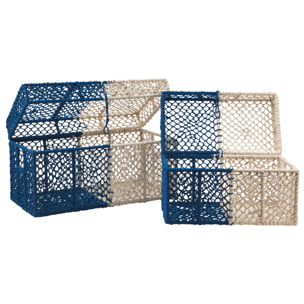 BAULI SET 1/2 WHITE AND BLU - misure articoli inclusi: 68x36x36 cm / 60x30x33 cm