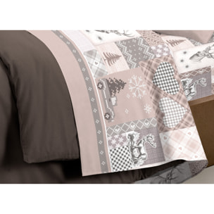 Completo Lenzuola in 100% Cotone Made In Italy Alpi Beige