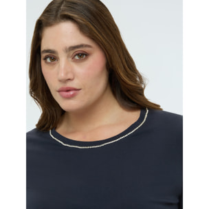 Fiorella Rubino - T-shirt in cotone con applicazioni luminose - Blu