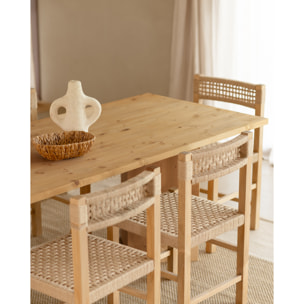Mesa de comedor de madera maciza en tono roble medio de varias medidas