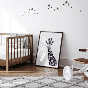 Affiche enfant girafe noire  Affiche + cadre en bois - Noir