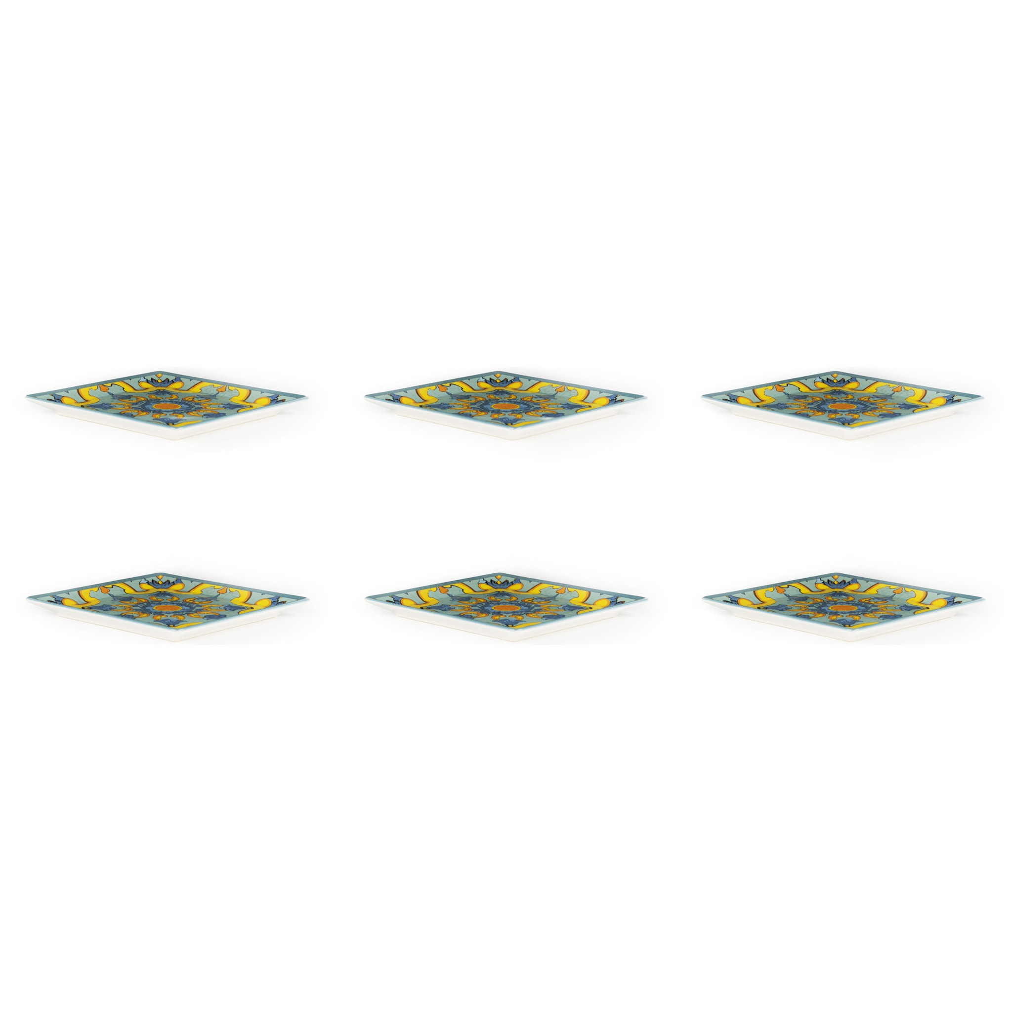 Set 6 piatti quadrati Excelsa – Trinacria, Ceramica Multicolore