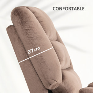Fauteuil releveur massant chauffant inclinable repose-pied intégré effet velours marron