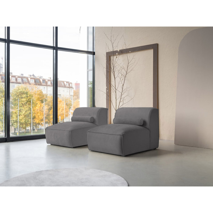 Felix - canapé modulable 2 places en tissu texturé - Gris foncé
