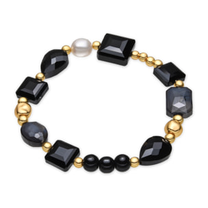 Pulsera con Resina Negra acabado oro 18k