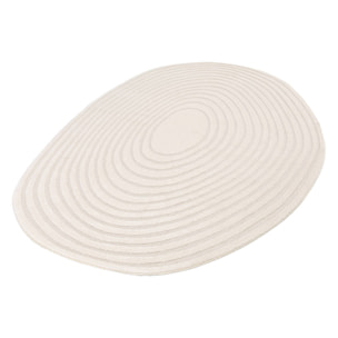Tapis intérieur forme de galet motif circulaire crème Amanda 160x230cm
