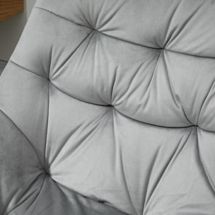 Vinsetto Chaise de bureau design Chesterfield effet capitonné hauteur réglable pivotant 360° piètement chromé velours gris