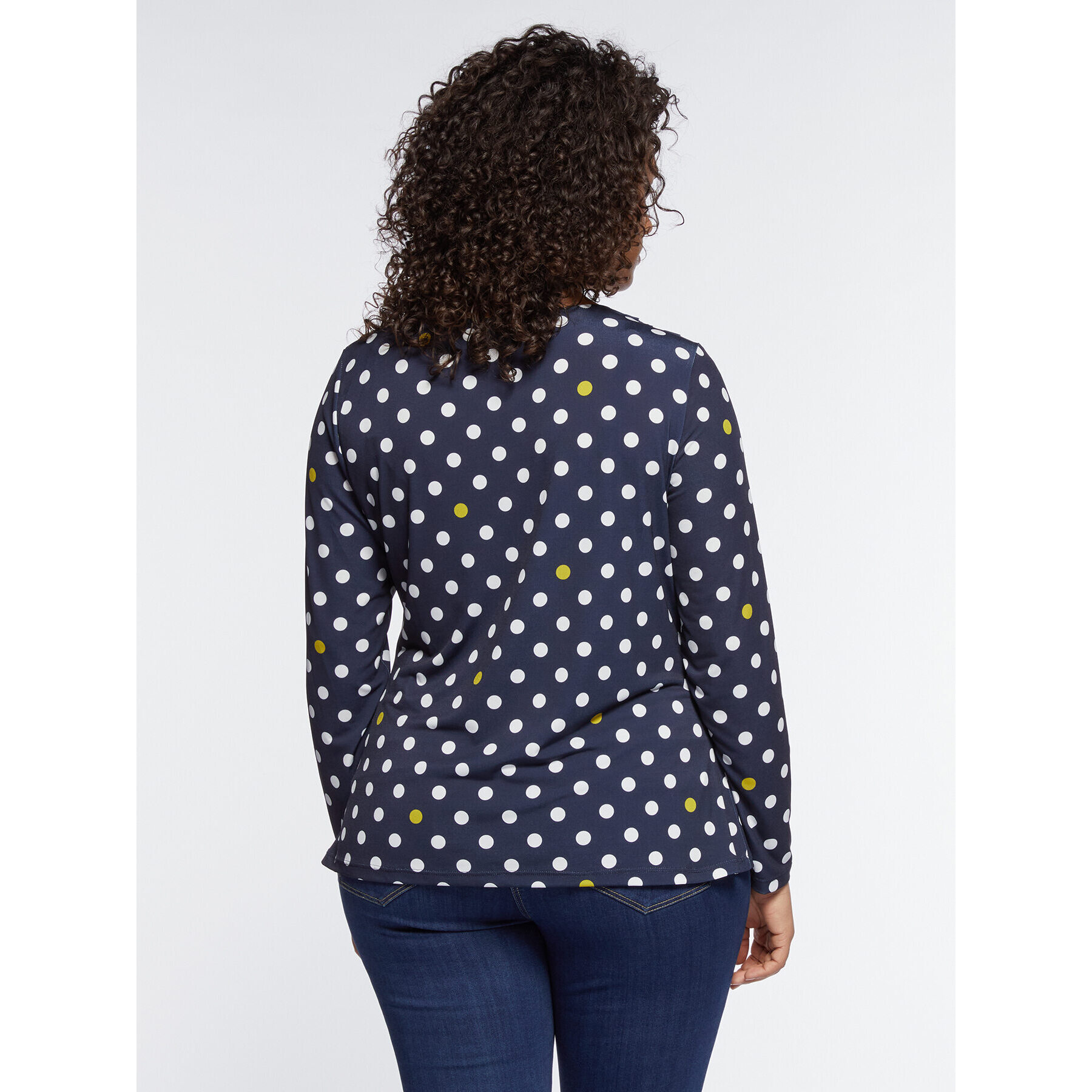 Fiorella Rubino - Camiseta de lunares con escote holgado - Azul