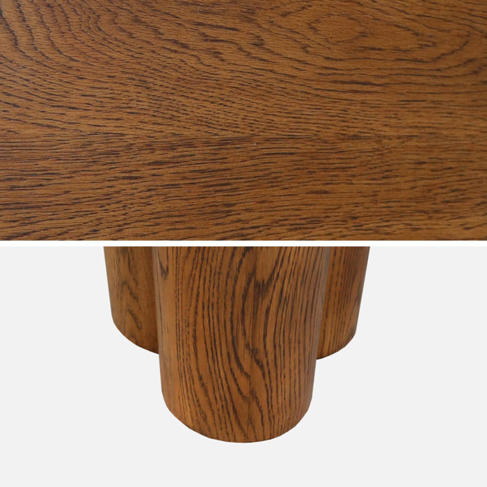 Table à manger ovale bois d'hévéa et placage chêne noyer 8 places 220cm - Leonore