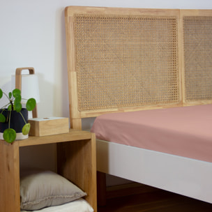 Drap housse percale de coton 65 fils uni - rose thé
