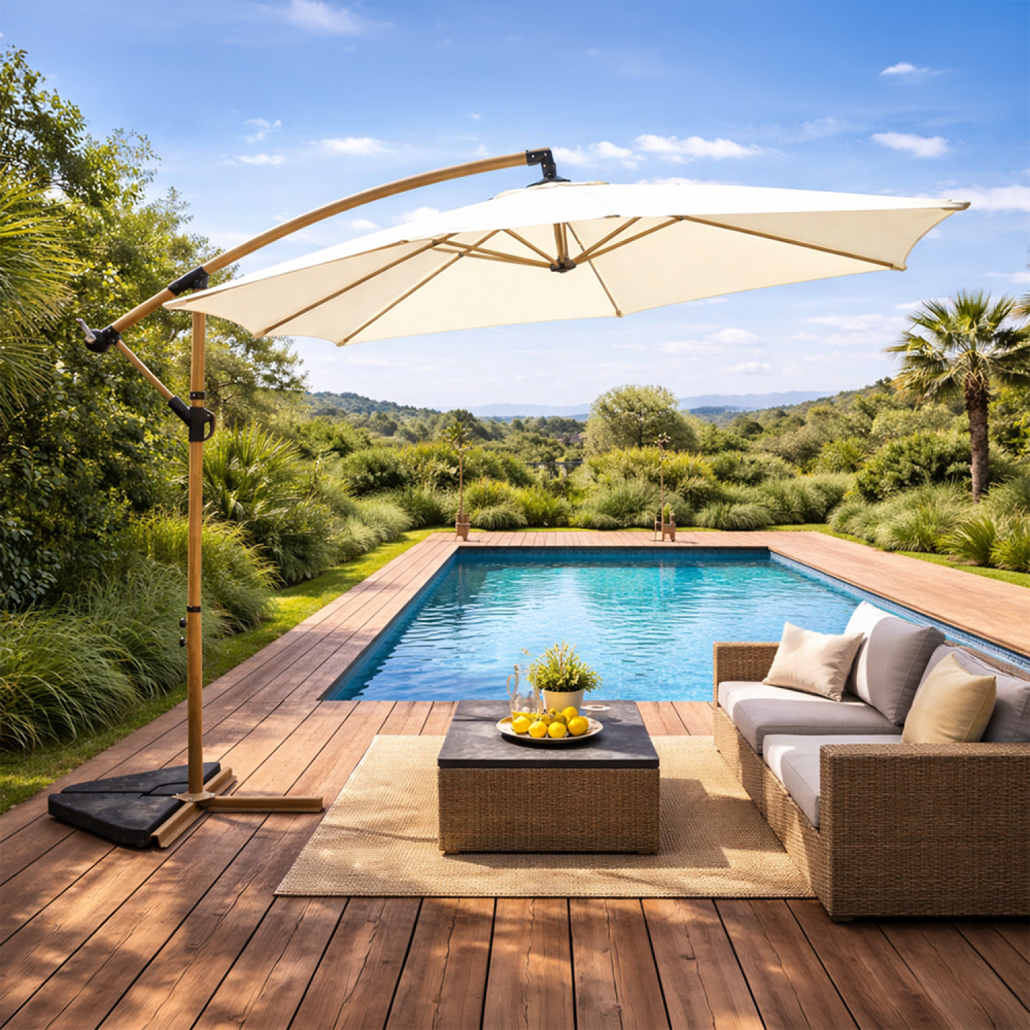 Parasol déporté octogonal  300 cm écru FREY