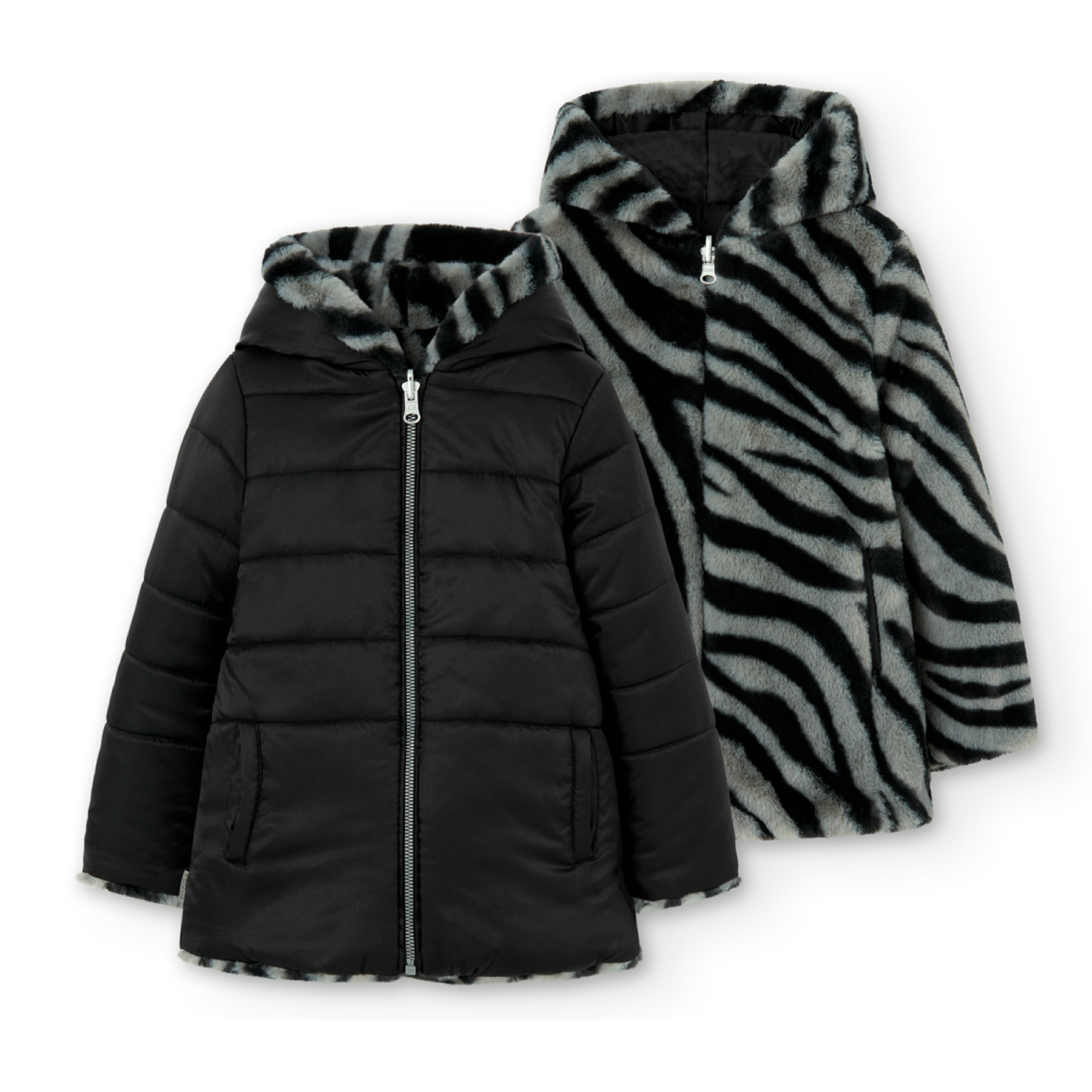 Parka reversible cebra de niña