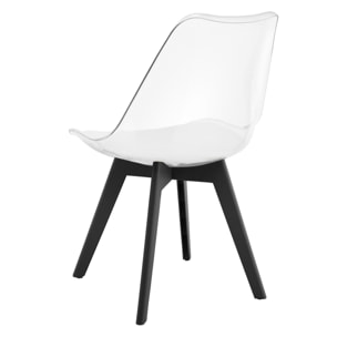 Sedia Mark trasparente con cuscino bianco e gambe nere
