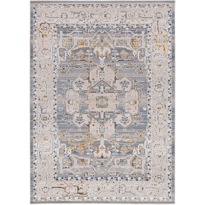 BERTA Alfombra vintage oriental de pelo corto Beige y Azul, varias medidas disponibles.