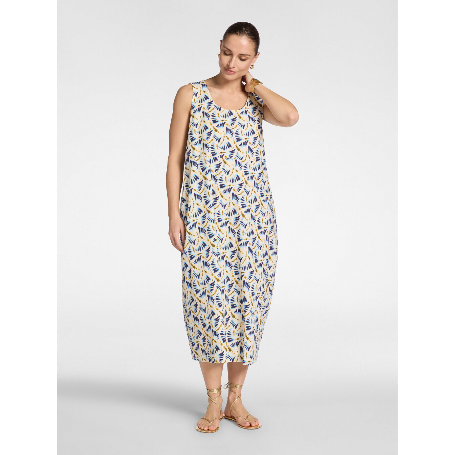 Elena Mirò - Vestido largo estampado - Azul