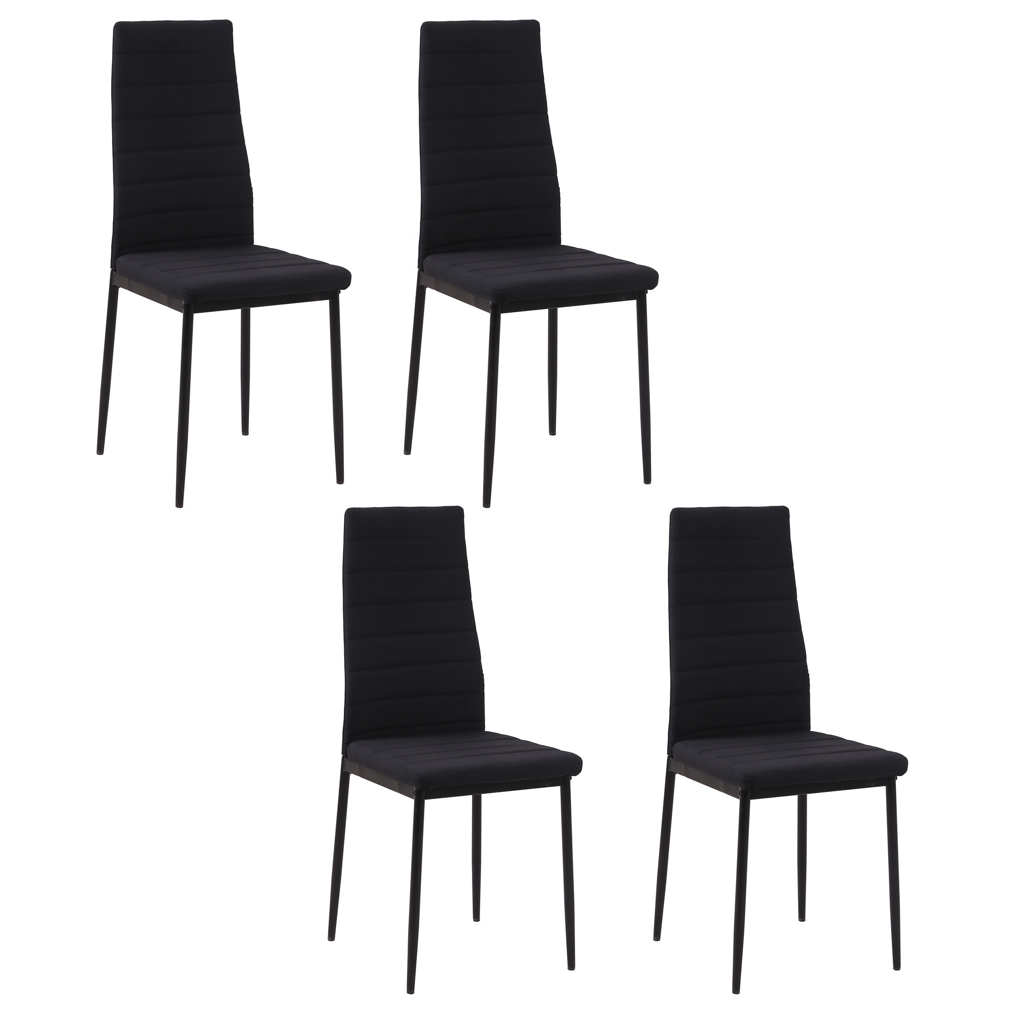 HOMCOM Set de 4 Sillas de Comedor Tapizadas en Lino y Patas de Metal Sillas Modernas para Cocina Dormitorio Carga 120 kg 41x50x97 cm Negro