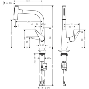 Mitigeur de cuisine avec douchette extractible chromé Talis Select M51