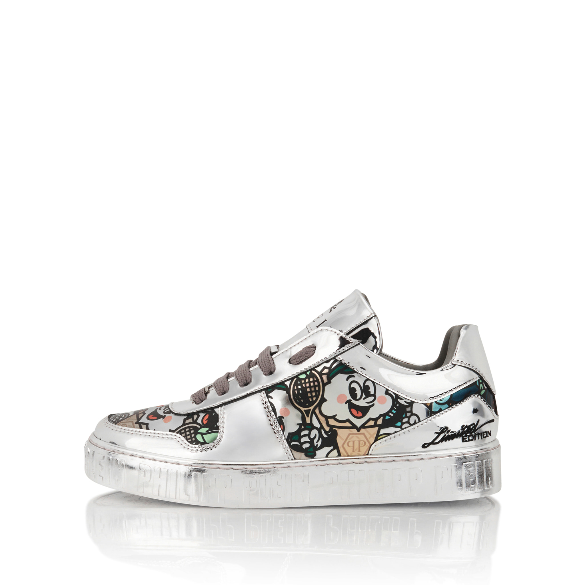 PHILIPP PLEIN Mirror Leather Sneakers 3D Ice Cream