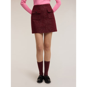 Motivi - Minifalda en bouclé con bolsillos - Burgundy