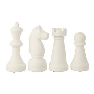 J-Line Pièce D'échecs - polyrésine - blanc - large-  4 pièces